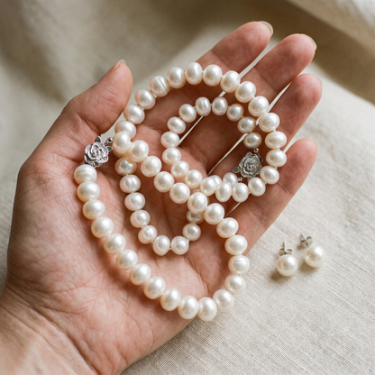 Lumière Pearl Necklace Set – FREE Matching Bracelet & Earrings Included