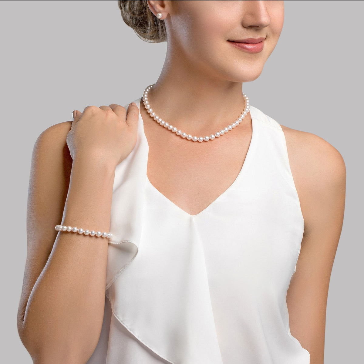 White Akoya Pearl 3-Piece Jewelry Set 7.0-8.0mm