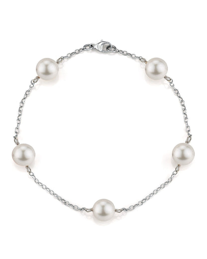 Japanese Akoya White Pearl Tincup Bracelet 7.0-8.0mm