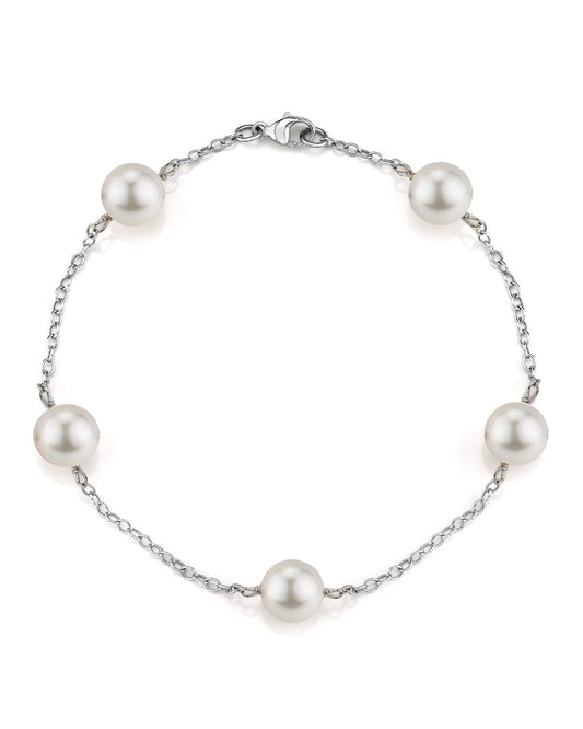 Japanese Akoya White Pearl Tincup Bracelet 7.0-8.0mm