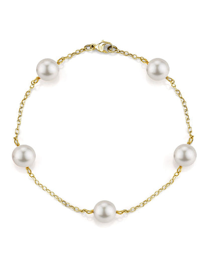 Japanese Akoya White Pearl Tincup Bracelet 7.0-8.0mm