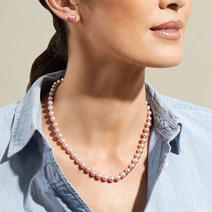 Pink Freshwater Pearl Necklace  7.0-7.5mm