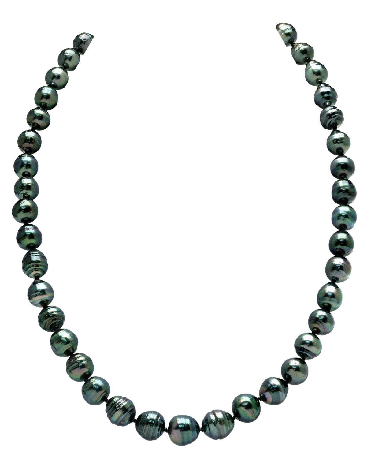 Dark Tahitian Circled Baroque Pearl Necklace  9.0-11.0mm
