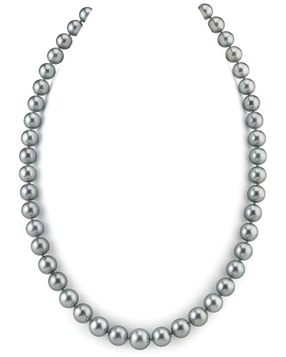 Silvery-Green Tahitian South Sea Pearl Necklace 9.0-11.0mm