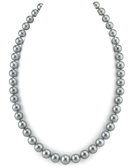 Silvery-Green Tahitian South Sea Pearl Necklace 9.0-11.0mm