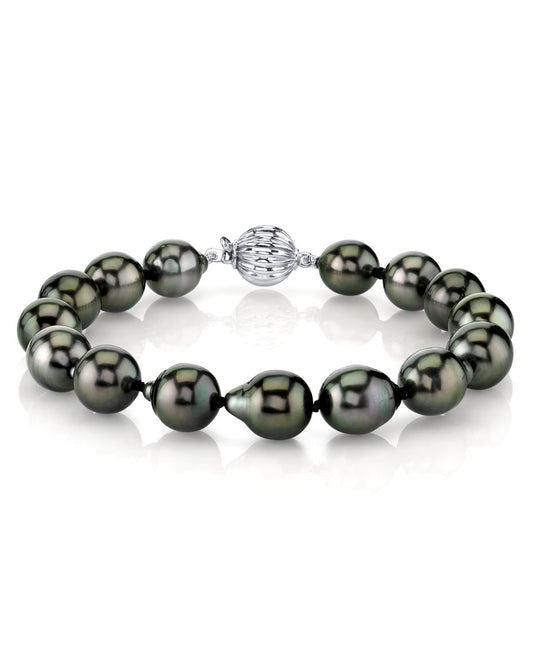 Black Tahitian Drop-Shape Pearl Bracelet 7.0-8.0mm