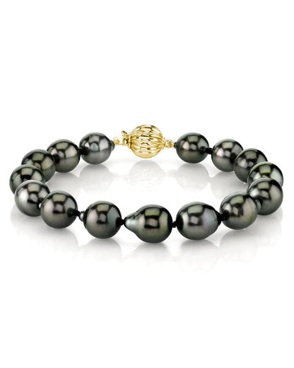 Black Tahitian Drop-Shape Pearl Bracelet 7.0-8.0mm