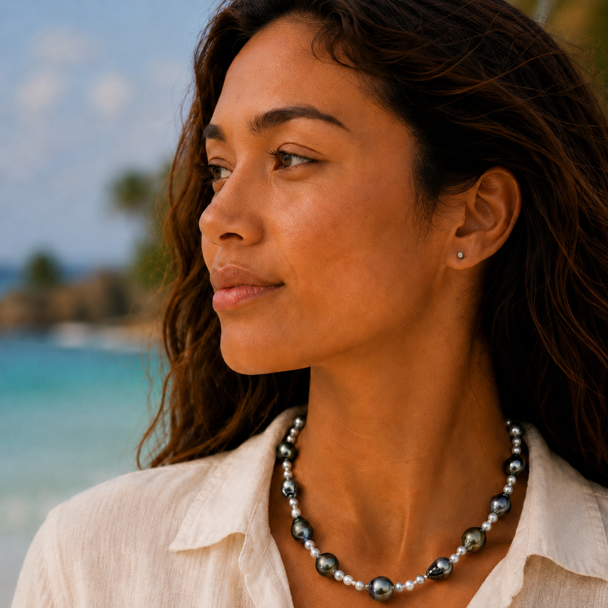Moana Baroque Tahitian & Akoya Pearl Necklace – 8-11mm