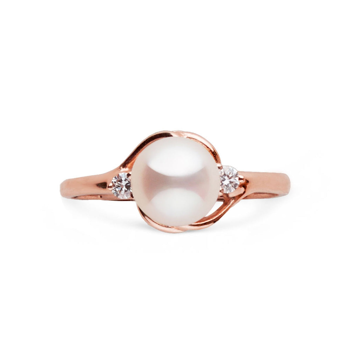 Tiara Collection 6.5-7.0 mm White Freshadama Pearl and Diamond Ring