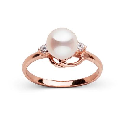 Tiara Collection 6.5-7.0 mm White Freshadama Pearl and Diamond Ring