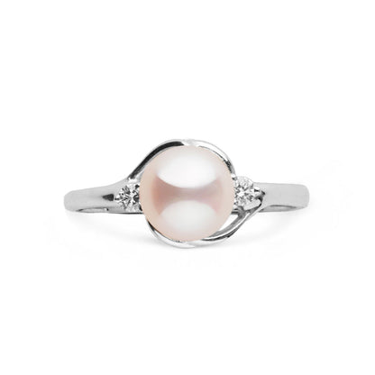 Tiara Collection 6.5-7.0 mm White Freshadama Pearl and Diamond Ring