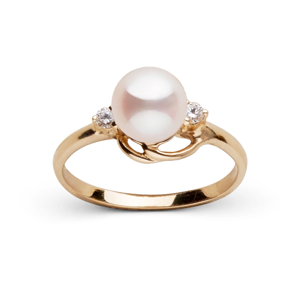 Tiara Collection 6.5-7.0 mm White Freshadama Pearl and Diamond Ring