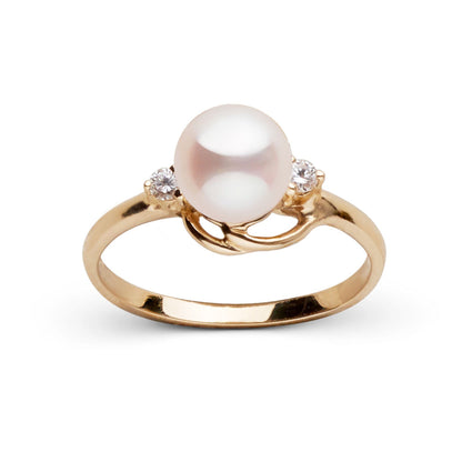 Tiara Collection 6.5-7.0 mm White Freshadama Pearl and Diamond Ring