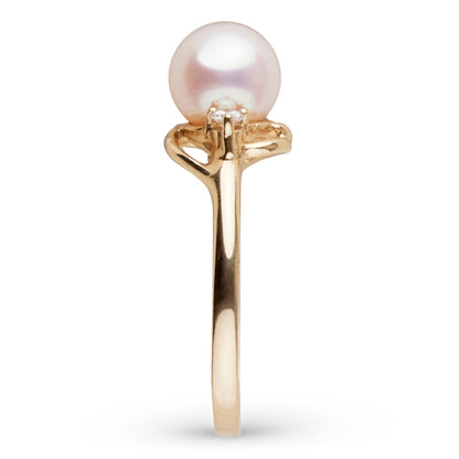 Tiara Collection 6.5-7.0 mm White Freshadama Pearl and Diamond Ring