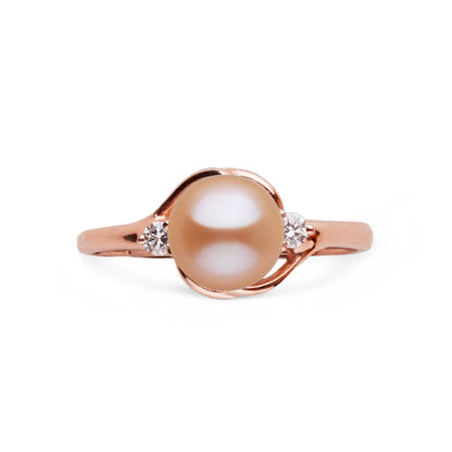 Tiara Collection 6.5-7.0 mm Pink Freshadama Pearl and Diamond Ring
