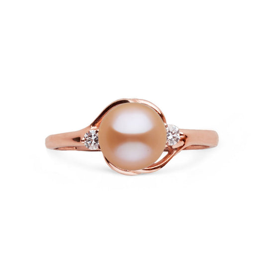 Tiara Collection 6.5-7.0 mm Pink Freshadama Pearl and Diamond Ring