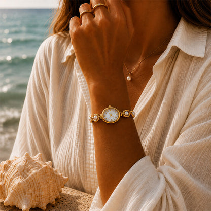 Hina Pearl Watch Gold
