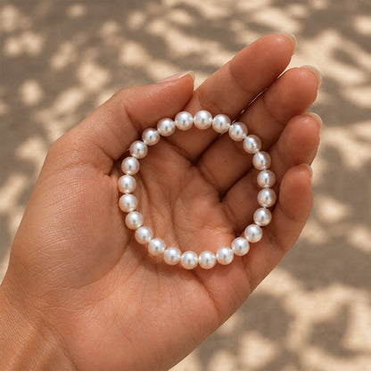 Mahana 7–8mm White Baroque Freshwater Pearl Bracelet