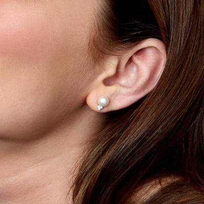 Akoya Pearl & CZ Grace Earrings 7.0-8.0mm