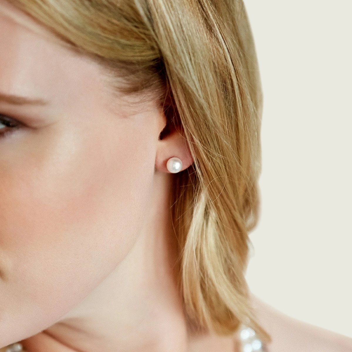 Hanadama Akoya Round Pearl Stud Earrings 7.0-8.0mm