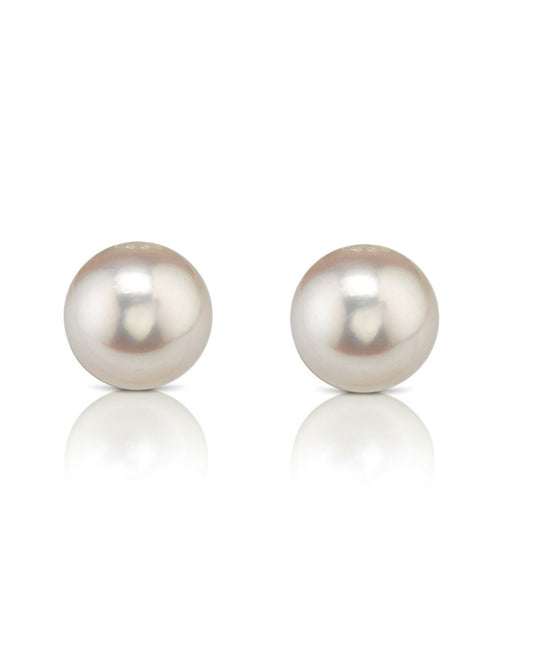 Hanadama Akoya Round Pearl Stud Earrings 7.0-8.0mm