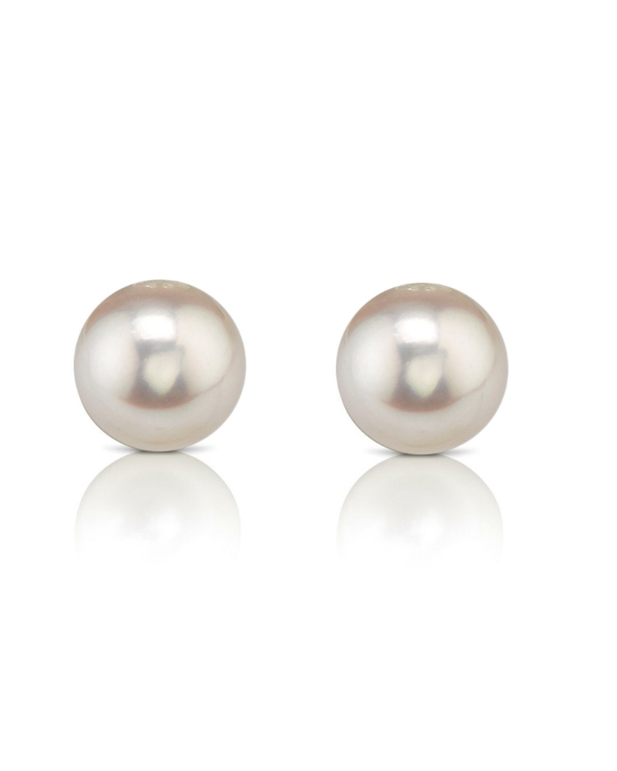 Hanadama Akoya Round Pearl Stud Earrings 7.0-8.0mm