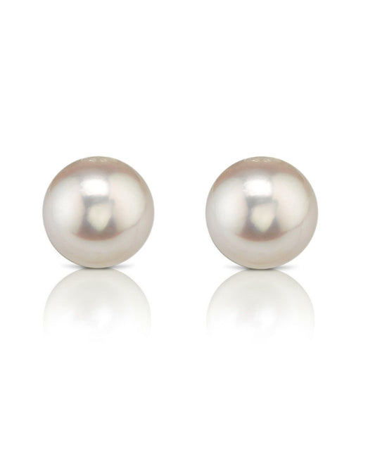 Hanadama Akoya Round Pearl Stud Earrings 7.0-8.0mm