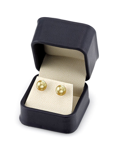 Golden South Sea Round Pearl Stud Earrings 7.0-8.0mm
