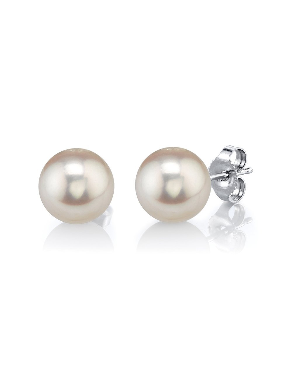 White Freshwater Round Pearl Stud Earrings 7.0-8.0mm