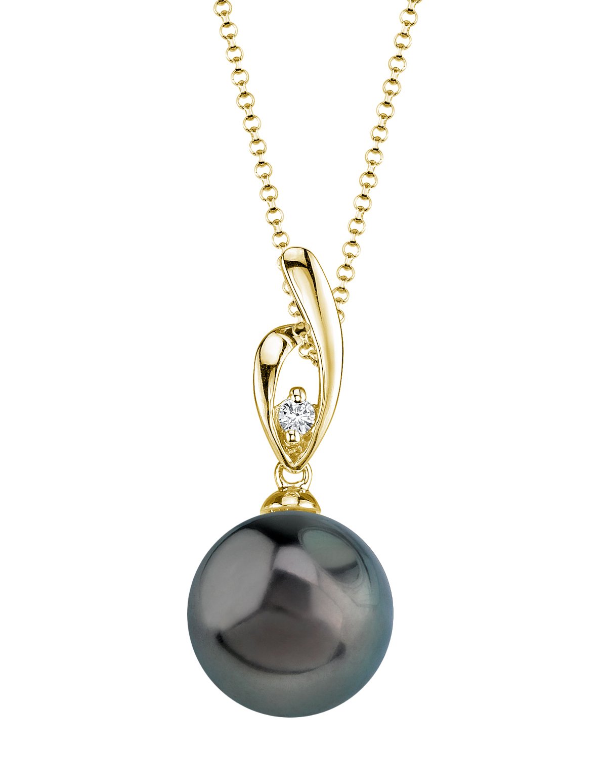 Black Tahitian Pearl & CZ Asterie Pendant 9.0-11.0mm