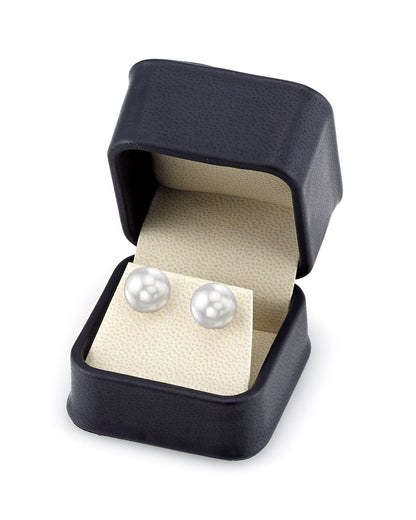 White South Sea Round Pearl Stud Earrings 7.0-8.0mm